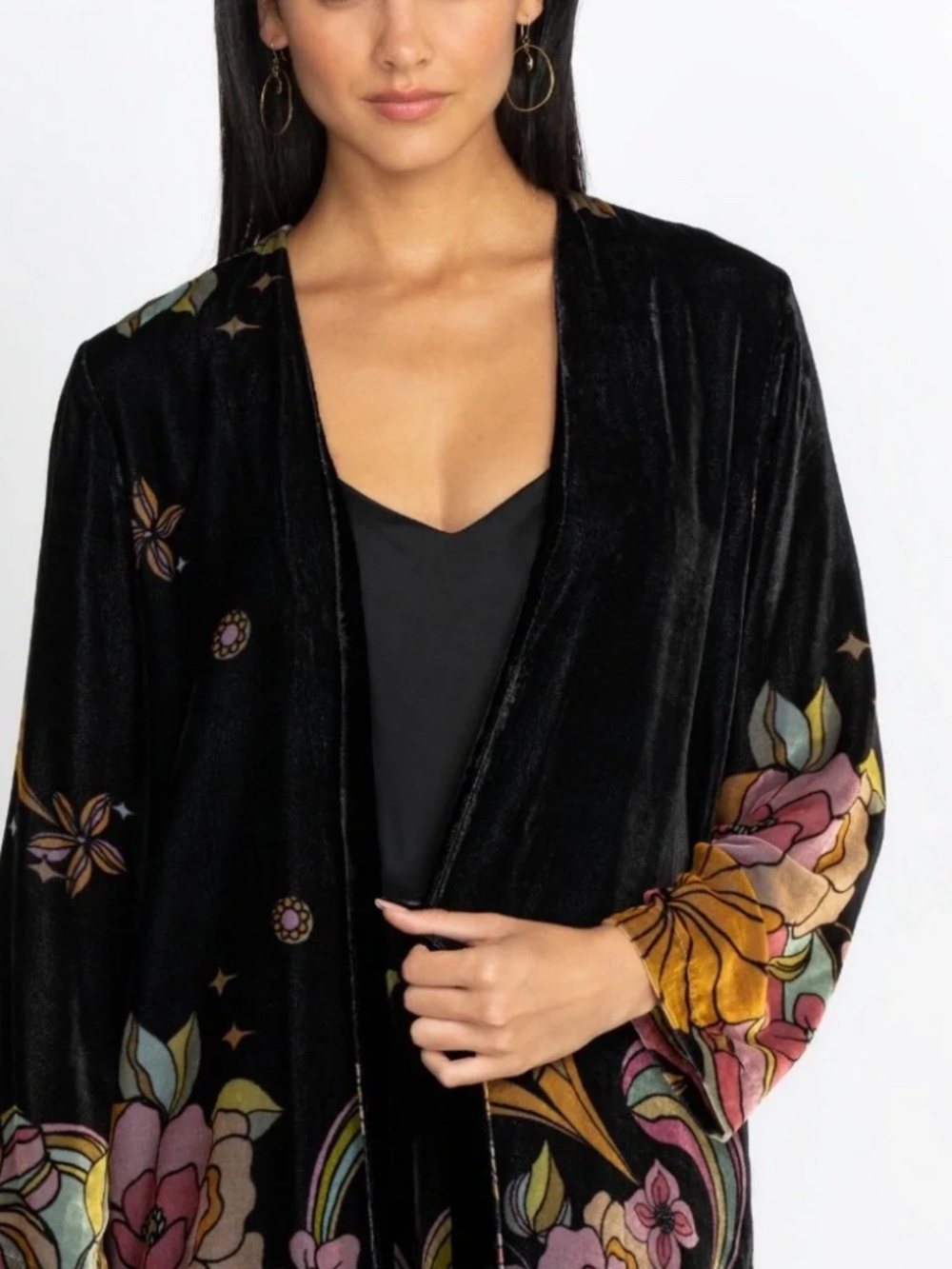 JOHNNY WAS BLACK VELVET "Andy" KIMON0 SIZE Small BEAUTIFUL JACKET WITH POCKETS - Picture 5 of 10